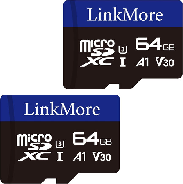 LinkMore XV13 64GB (2pack) MicroSD Memory Card, MicroSDXC A1 UHS-I U3 V30 Class