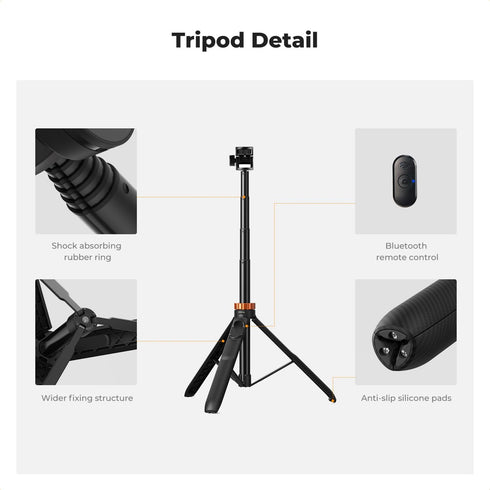K&F Concept 69" Extendable Light Stand with 1/4" Screw, 360° Ball Head Mini Tripod for Camera, Phone, Projectors