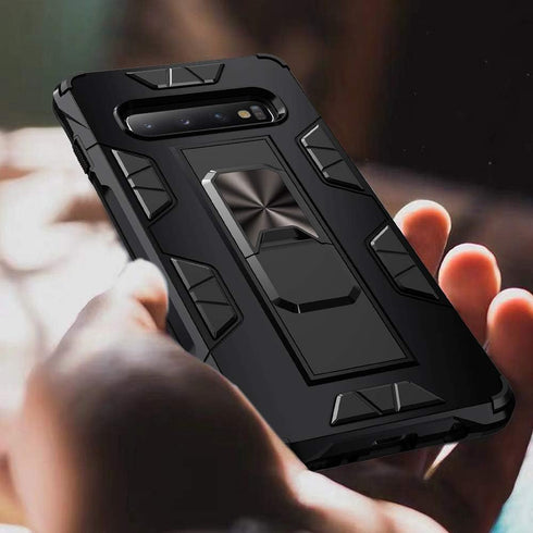 Samsung Galaxy S10 Case | Military Grade Shockproof with Kickstand and Built-in Magnetic Car Mount (Red)