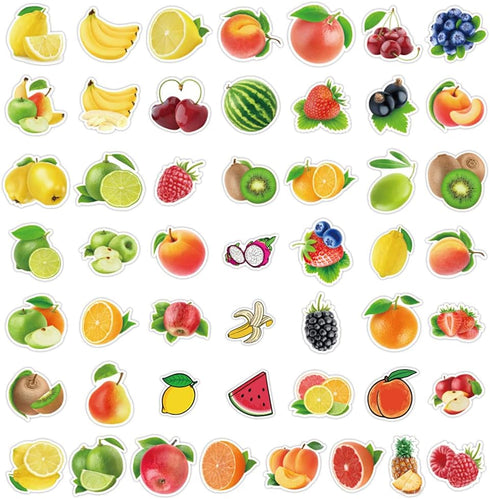 Fruits Stickers, 50 Pcs Waterproof Vinyl Decals for Water Bottles, Laptop, Refrigerator, Luggage, and Mobile Phone Décor