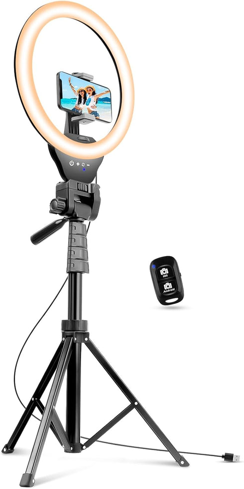 SENSYNE 12-inch Ring Light with 67-inch Selfie Stick, Tripod and Phone Holder, Selfie