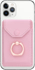 Cell Phone Card Holder RFID Ring Stand Stick on Wallet for Back of Phone, iPhone, Android, All Smartphones - Pink