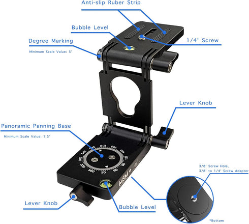 Z Flex Tilt Tripod Head - Flexible Angle Pan & Tilt Head, Universal Multiway Camera Tripod Connecting to Monopod