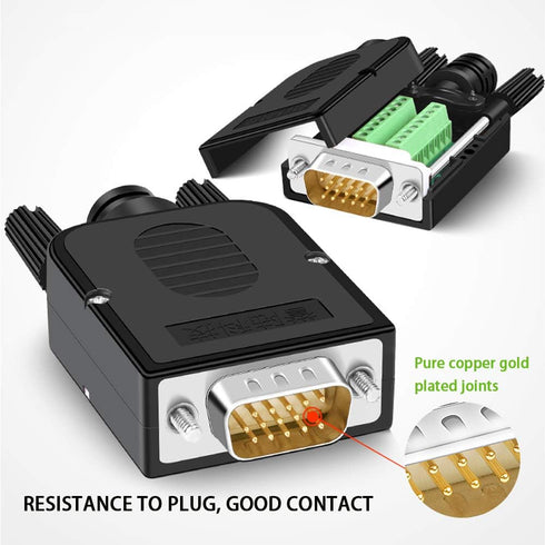 2PCS Male VGA Solderless Quick Connector 16mm Thinner 3+9 DB15 3Row Serial Plug to 15-pin Port Terminal Male Adapter Breakout Board Compatible with VGA 3+7/3+6/3+6/3+4/3+2