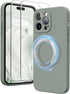 iPhone 14 Pro Case, Calke Green Silicone, MagSafe Compatible, Camera Protection, 6.1", with 2 Screen Protectors.