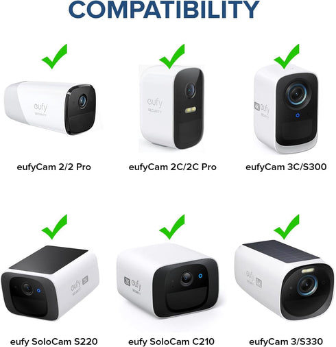 2Pack Wall Mount Compatible with eufyCam 2C/2C Pro, 2/2 Pro, 3C/S300, 3/S330, also for SoloCam S220/C210, Adjustable Camera Mount Brackets for Eufy Camera Indoor/Outdoor - White