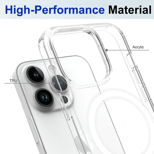FanTEK 14 6.7 Inch, Phone Case Compatible with iPhone Pro Max Magnetic Case Clear Protective Bumper Hard Back Cover