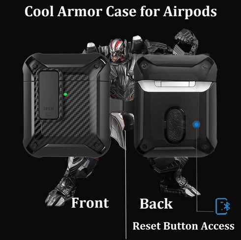 Olytop Rugged Case for AirPods 2nd 1st Generation with Cleaner Kit, Shockproof Hard Cover Skin with Keychain for Apple