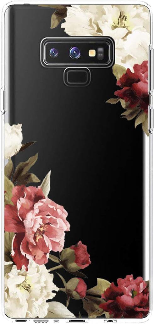 Galaxy Note 9 Case with Flowers, Slim Shockproof Clear Floral Pattern TPU Back Cover for Samsung Galaxy Note 9