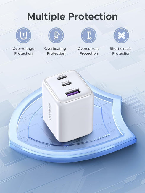 UGREEN 3-Port 30W 17/16/15 S26/S25/24/23, USB C Charger, GaN II Compact iPhone Charger Fast Charging, Type C Power
