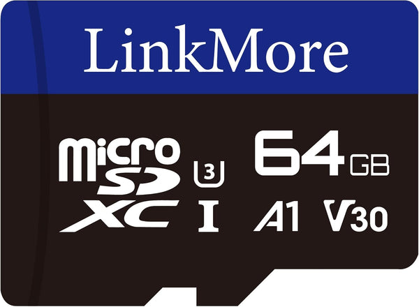 LinkMore XV13 64GB MicroSD Memory Card, MicroSDXC A1 UHS-I U3 V30 Class 10,