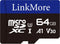 LinkMore XV13 64GB MicroSD Memory Card, MicroSDXC A1 UHS-I U3 V30 Class 10,