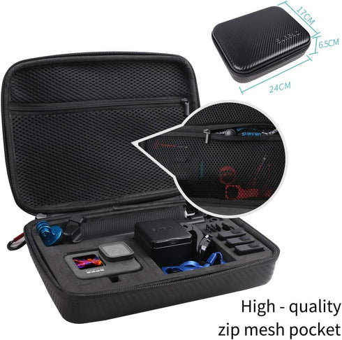 SUREWO Waterproof Carrying Case for GoPro Hero 12/11/10/9/8/7, DJI Osmo Action, Medium