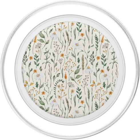 PopSockets PopGrip for MagSafe - Earthy Green Boho Wildflower Meadow Botanical (Ivory)