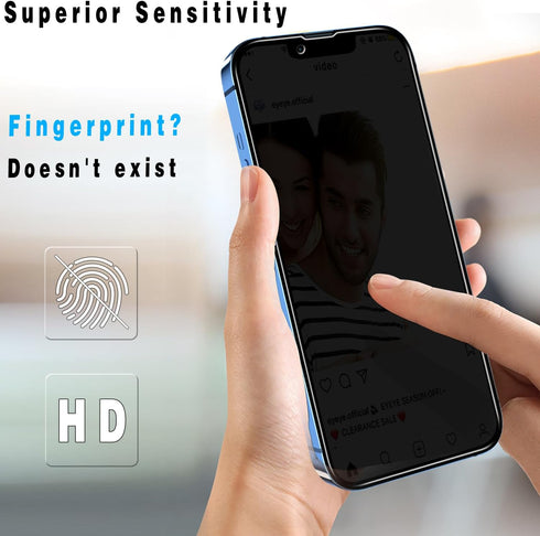 Slanku 3 Pack Tempered Glass Privacy Screen Protector for iPhone 13 Mini, Anti-Spy, Full Coverage, Case Friendly.
