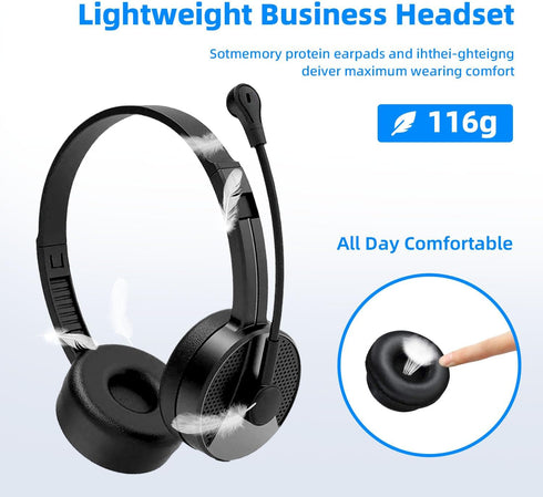 USB Headset with Microphone for PC, 3.5mm Jack 2 in 1 Headset,Wired Stereo Computer Headphone,Lightweight Headset with Volume Control Wired Headset Low Latency for Laptop, Skype, Zoom