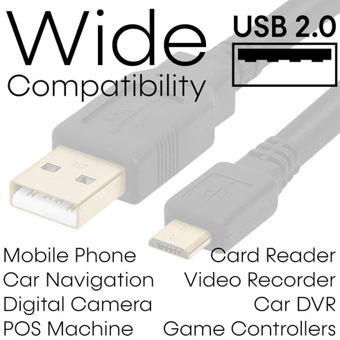 Cmple - Micro USB Cable, 1.5ft Male to Male, Charging & Data Sync for Android, Black