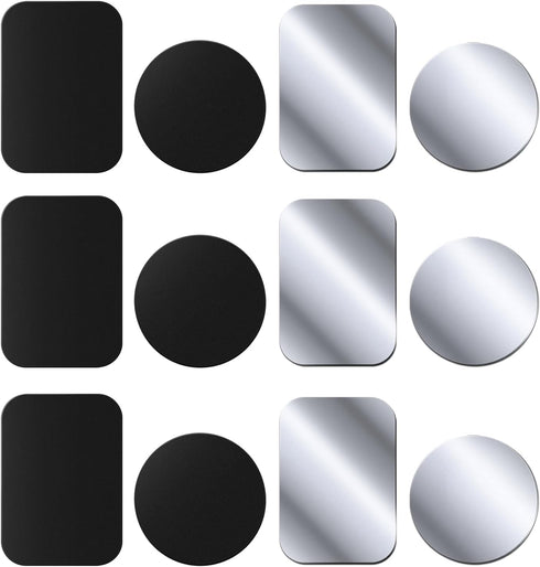 Generic 12-Pack Metal Plates for Magnetic Phone Holders, Ultra-Thin Adhesive Backing Metal Plates