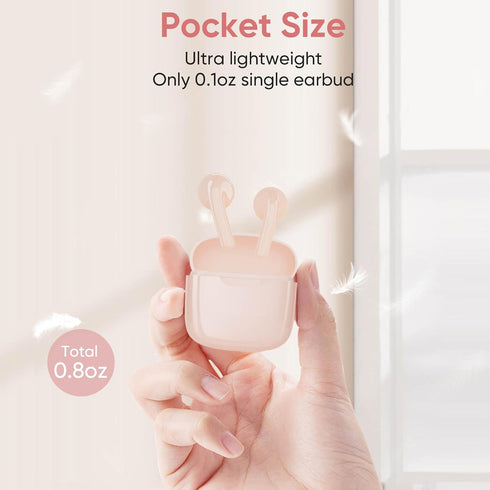Wireless Bluetooth Earbuds, in Ear Headphones with 25Hrs Playtime, Noise Cancellation Microphone, Pink