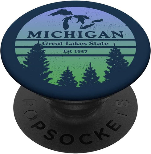 PopSockets Swappable PopGrip - Michigan Great Lakes State Lake Silhouette Souvenir