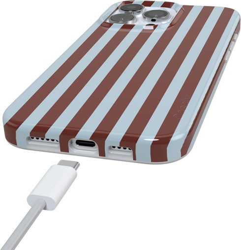 Casely 16 iPhone Pro Case | Sunday in Brooklyn | Blue Stripes | Compatible with MagSafe | Classic Ultra Slim Design