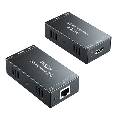PWAY HDMI Extender 165ft Over Single Cat5e/6 Ethernet, Extend 1080P@60Hz Video, Transmit Audio Video Synchronously