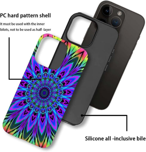 SEized Case for iPhone 14 Pro Max, Tie Dye Floral Mandala Durable Protection for Girl Women Boy Men