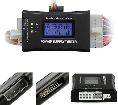 Power Supply Tester for PC Computer, LCD 20/24 Pin 4 PSU ATX BTX ITX SATA HDD Digital Tester
