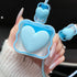 Waves Blue Heart Shape DIY 18W 20W Data Cable USB Charger Protector Line Earphone Wire Saver Charger Protector Compatible with iPhone XR/7/8/11/12/13/14/15Pro Max (Blue Love)