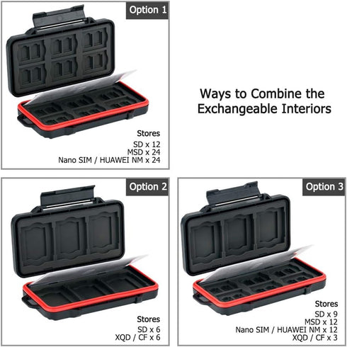 PROfezzion 48 Slots Universal Weatherproof Memory Card Carrying Case, Anti-Shock Storage Holder for SD Cards