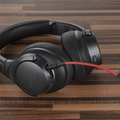 Geekria Audio Cable with Mic and Mute Control - Compatible with Anker Soundcore Space One Pro/Q45/Q11i, 3.5mm Aux Cord