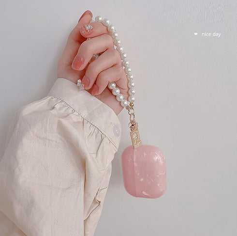 Olytop Cute Glitter Airpods Pro 2nd/1st Generation Case with Cleaner Pen, Pink Shell Pattern Cover for Women