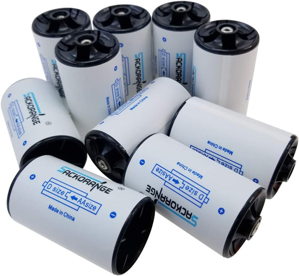SACKORANGE 10 Pack AA to D Size Battery Spacer Converter Case, D Size