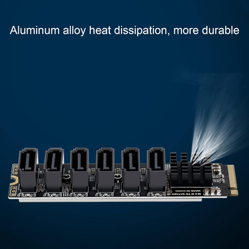 M.2 to SATA3.0 Adapter Card, M.2 M EKY PCIE3.0 to SATA, ASM1166 6Gbps 6 Port Expansion Interface Card