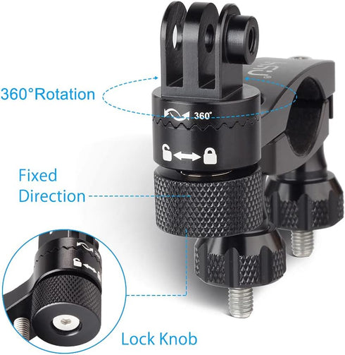 HSU Bike Handlebar Mount for Action Cameras - 360 Rotation Seat Post Compatible with GoPro Hero 13/12/11/10/9/8/7/6,