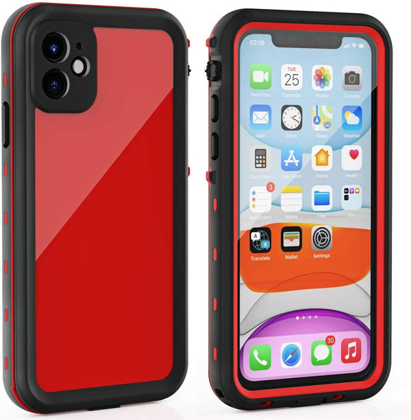 iPhone 11 Waterproof Case with Screen Protector, Full Body Shockproof Heavy Duty IP68 Protector (Red)