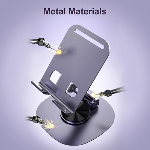 360° Rotating Phone Holder for Desk, Portable & Foldable Cell Phone Stand for Office & Kitchen, Adjustable Tablet Stand