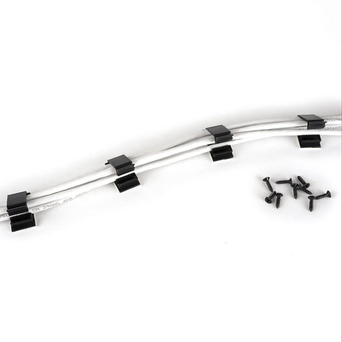 Cable Clips Black with 3M Adhesive, 50 Pack Small Wire Clamps for Cable Management, Includes 10 Reusable Cable Ties
