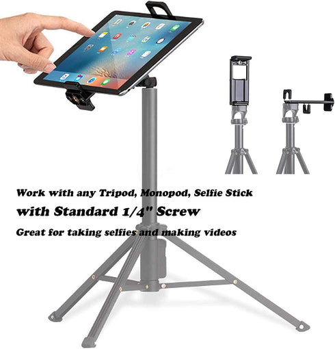 4-10 inch Phone and Tablet Tripod Mount with 1/4 inch Screw Thread for iPhone and Samsung Galaxy Tablets