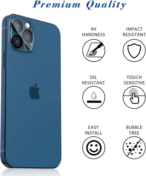 imluckies 6.7" iPhone 12 Pro Max Camera Lens Protector - Tempered Glass, HD Clear, 9H Hardness, Scratch Resistant, Easy