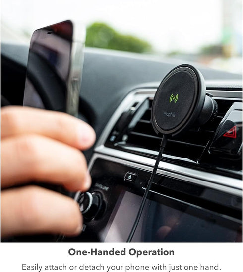 mophie Snap+ Wireless Vent Mount Universal Charger, 15W Charging for iPhone 12 Models & Qi-Enabled Devices