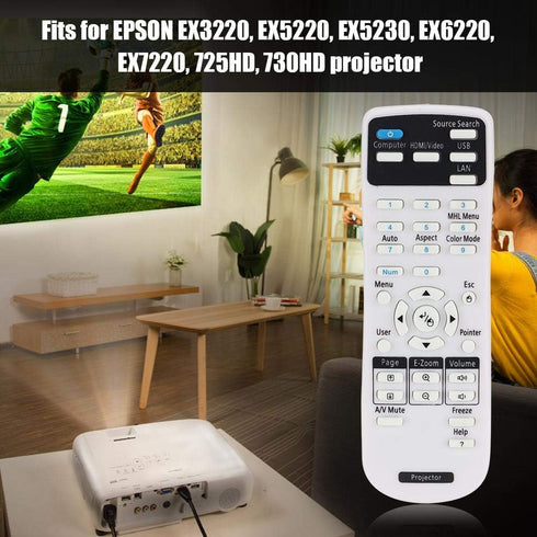 V BESTLIFE Projector Remote Control Replacement - Compatible with EPSON EX3220, EX5220, EX5230, EX6220, EX7220, 725HD