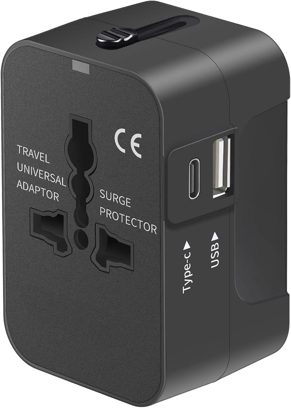 Travel Adapter, Universal All in One AC Power Plug Adapter with USB-C and USB-A Charging Ports for USA EU UK AUS