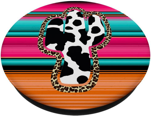 Western Cow Cactus Leopard Cheeta Serape Turquoise Pink PopSockets Standard PopGrip