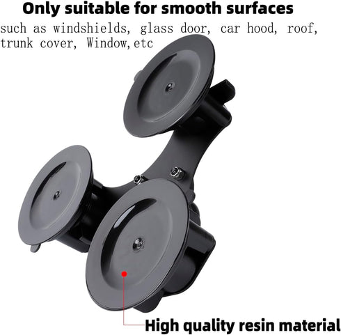 Triple Suction Cup Car Base Mount with 25mm/1" Ball for Ball Phone Mount, Compatible with RAM Mounts