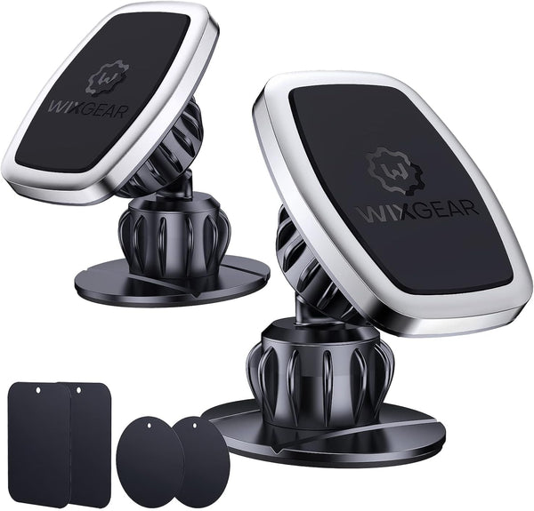WixGear Universal Stick On Swivel Mount (2 Pack) Dashboard Magnetic Phone Holder for Car, Mini Tablets with Fast
