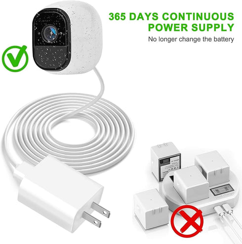 10ft Power Adapter Plug 9V Charger for Arlo Pro, Pro 2, Q, GO 1, Essential Spotlight/XL, Blink Outdoor 3/4 Camera