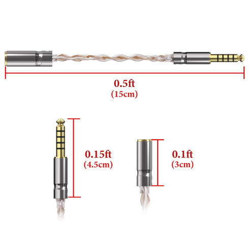 Geekria 4.4MM Male to 3.5MM Female Headphones Plug Adapter, Copper and Silverplated Audio Dongle