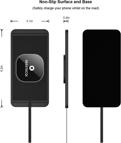 Magnetic Wireless Car Charger Pad - REESTECQI 15W for Magsafe Charger, Non Slip Type C with 40W Car Charger for iPhone