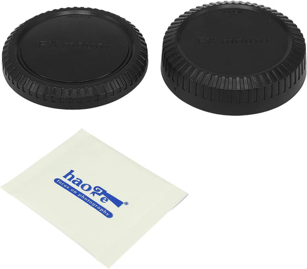 Haoge Camera Body Cap and Rear Lens Cap Cover Kit for Fujifilm X FX Mount Camera Lens like X-Pro1 X-Pro2 X-Pro3 X-T1